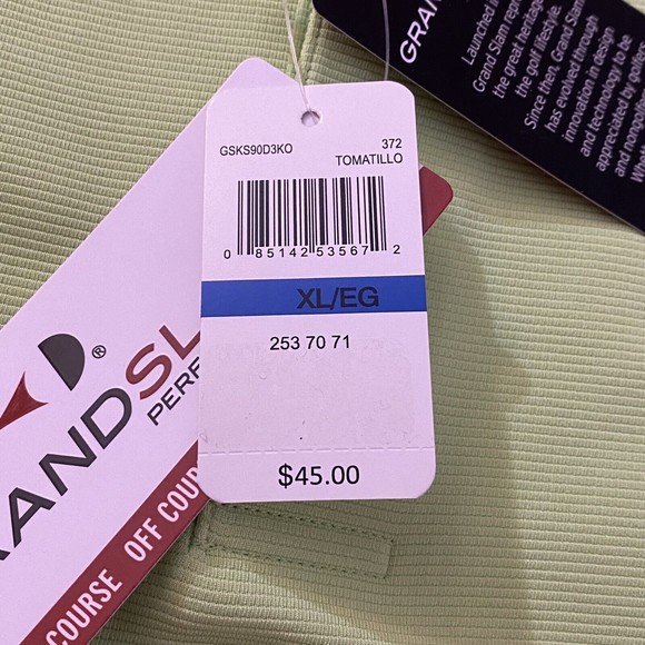 NWT Men’s Grand Slam Performance Off Course Golf Polo UPF 50 Neon Green Sz XL - Picture 12 of 16